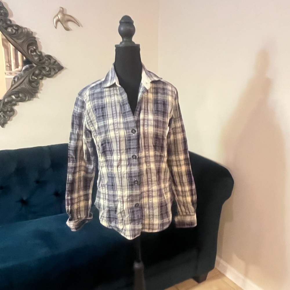 Dockers Navy and Cream Checkered Shirt